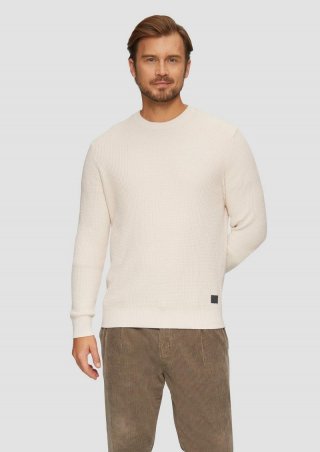 s.Oliver Strickpullover mit Musterstruktur - wollweiß