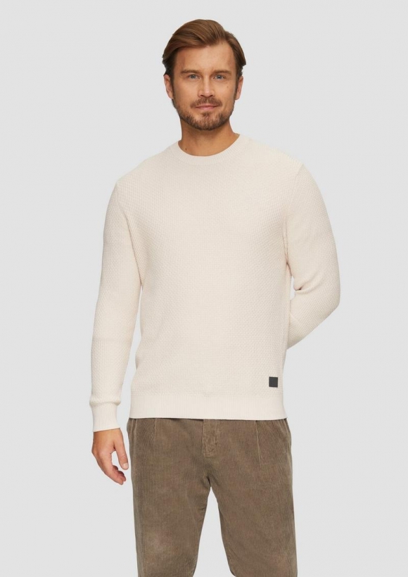 s.Oliver Strickpullover mit Musterstruktur - wollweiß