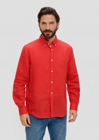 s.Oliver Leinenhemd mit Button-Down-Kragen - rot