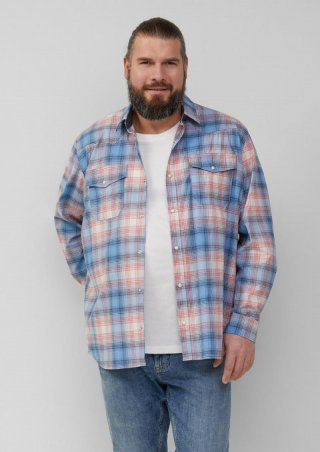 s.Oliver Regular Fit: Kariertes Hemd im Western-Style - hellblau