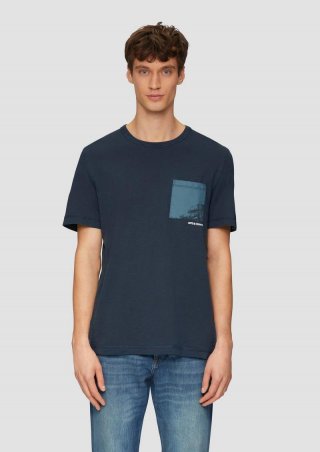 s.Oliver Baumwoll-T-Shirt mit Garment Dye - navy