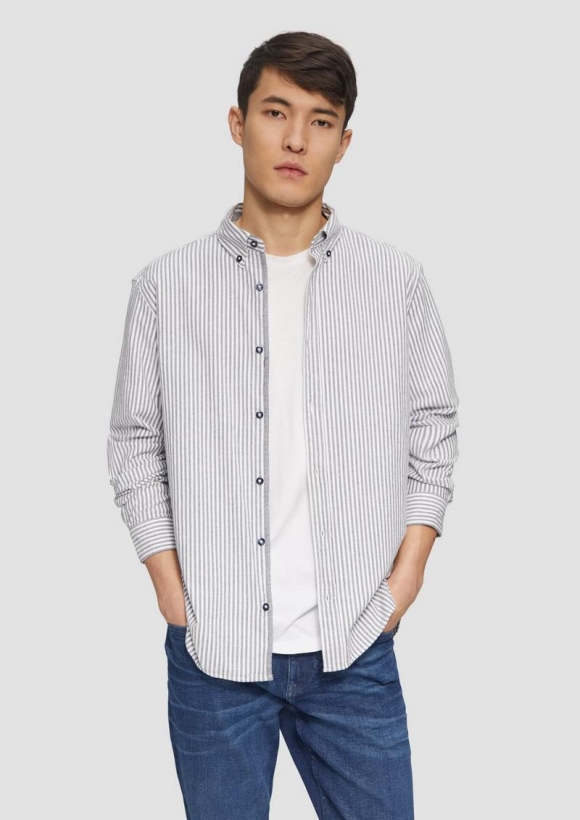 s.Oliver Regular Fit: Gestreiftes Oxford-Hemd - navy