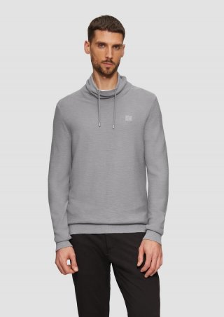 s.Oliver Strickpullover mit Schalkragen - schiefergrau