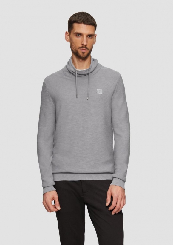 s.Oliver Strickpullover mit Schalkragen - schiefergrau