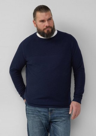 s.Oliver Baumwoll-Strickpullover im Mustermix - tiefblau