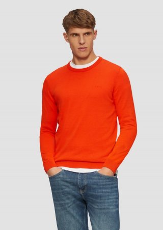 s.Oliver Strickpullover mit Logo-Stickerei - hellorange