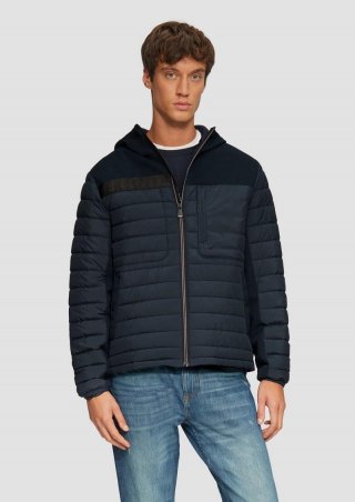 s.Oliver Steppjacke im Fabricmix mit Kapuze - navy