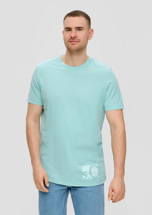 s.Oliver T-Shirt mit Logo-Patch - helles türkis