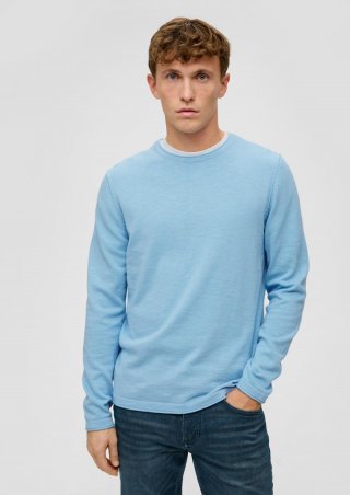 s.Oliver Strickpullover mit Rollkante - hellblau