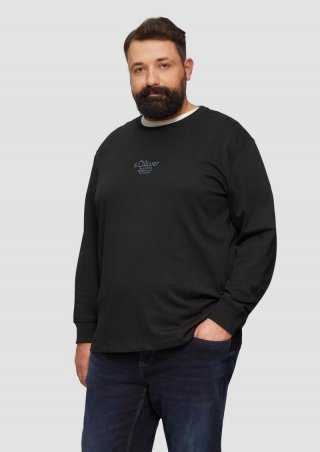 s.Oliver Langarmshirt mit Logo-Stickerei - schwarz