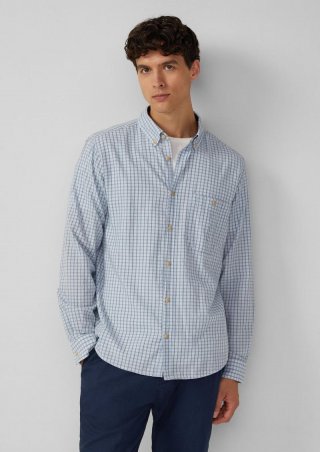 s.Oliver Regular Fit: Lässiges Baumwollhemd mit Button-Down-Kragen - hellblau