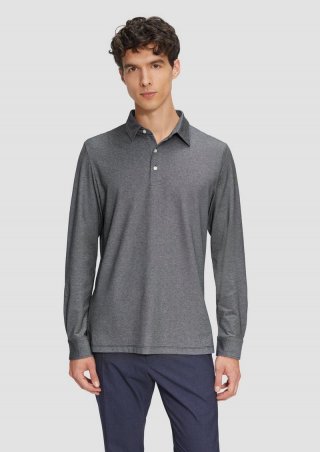 s.Oliver Langärmeliges Poloshirt aus feinem Piqué - navy