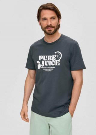 s.Oliver Baumwoll-T-Shirt mit Frontprint - schiefergrau