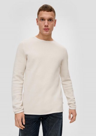 s.Oliver Leichter Strickpullover mit Musterstruktur - wollweiß