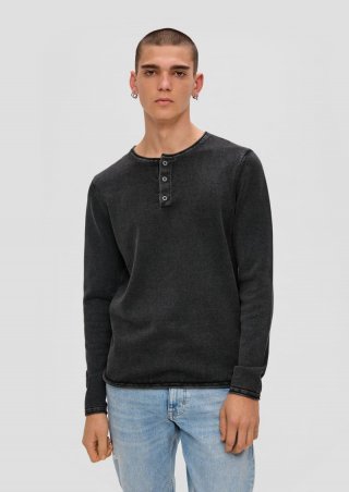 s.Oliver Longsleeve aus Feinstrick - dunkelgrau