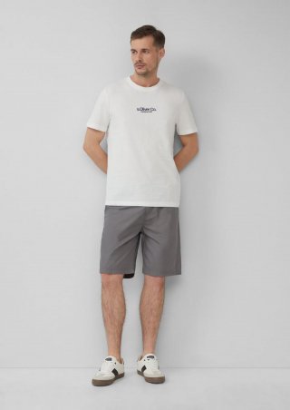 s.Oliver Detroit: Chino-Bermuda im Relaxed Fit mit Elastikbund - grau meliert