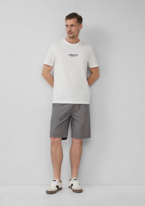 s.Oliver Detroit: Chino-Bermuda im Relaxed Fit mit Elastikbund - grau meliert