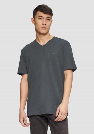 s.Oliver Baumwoll-T-Shirt mit Logo-Print - schiefergrau