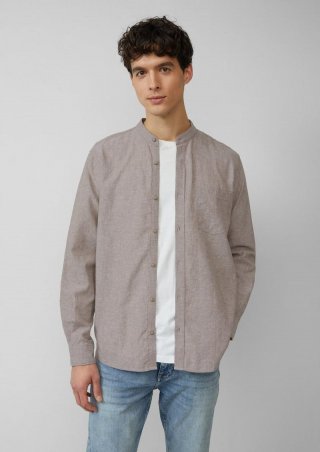 s.Oliver Regular Fit: Hemd aus Leinenmix mit Stehkragen - sandstein