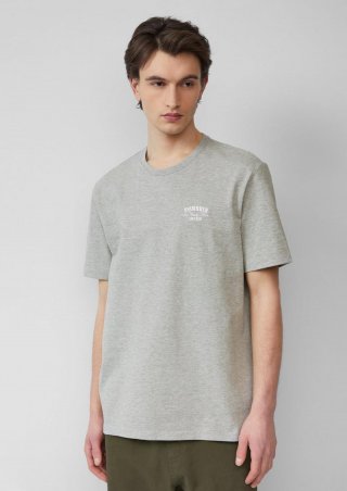 s.Oliver Rundhals T-Shirt in schwerer Jerseyware mit Frontprint - grau meliert