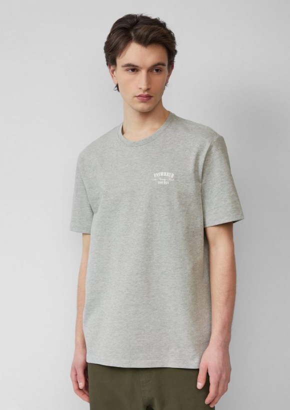 s.Oliver Rundhals T-Shirt in schwerer Jerseyware mit Frontprint - grau meliert