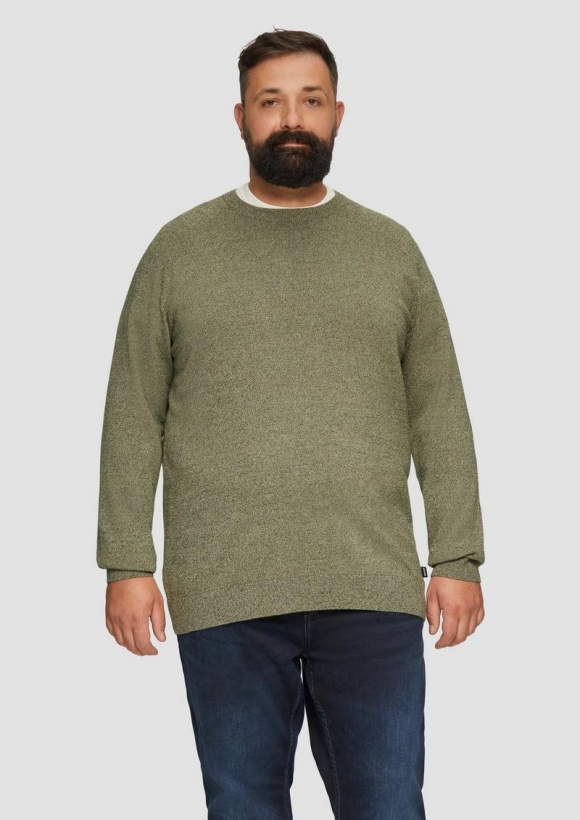 s.Oliver Strickpullover mit Rippbündchen - olivgrün