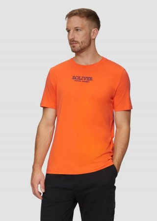 s.Oliver T-Shirt mit Logo-Motiven aus reiner Baumwolle - orange