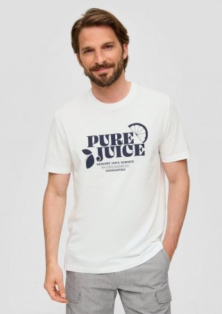 s.Oliver Baumwoll-T-Shirt mit Frontprint - weiß