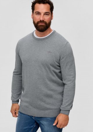 s.Oliver Strickpullover mit Logo-Stickerei - grau