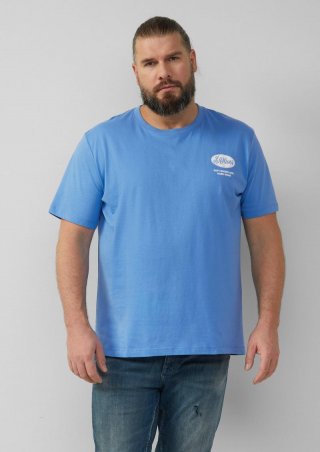s.Oliver Baumwoll-T-Shirt mit Crew Neck und Artwork - royalblau