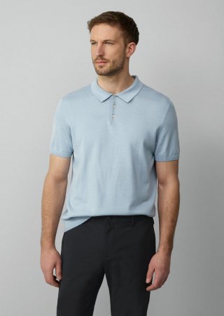 s.Oliver Feinstrick-Poloshirt aus Baumwoll-Modalmix - hellblau
