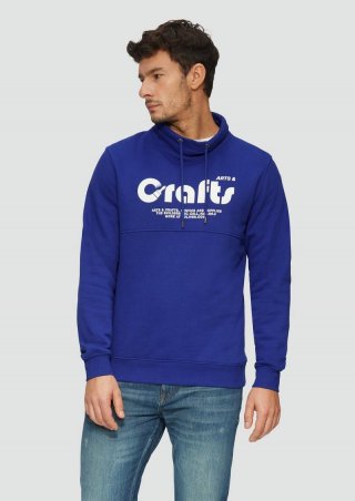 s.Oliver Sweatshirt mit Frontprint und Snood-Kragen - ozeanblau