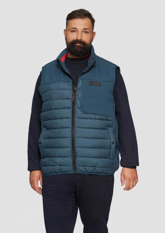 s.Oliver Pufferweste aus Softshell mit Kontrast-Details - navy