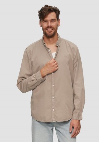 s.Oliver Garment Washed Hemd mit Logo-Stickerei - karamell