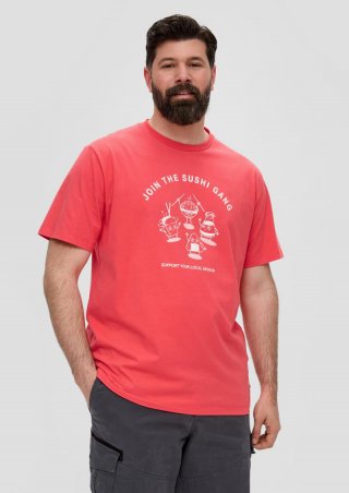s.Oliver T-Shirt mit Grafik-Print - korallrot
