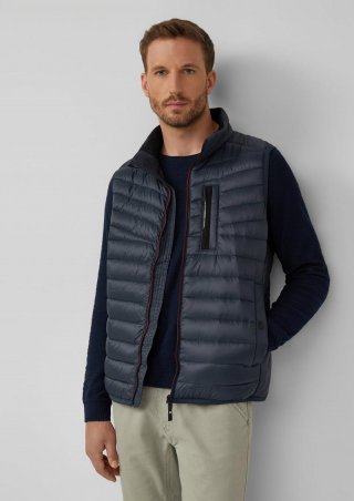 s.Oliver Leichte Steppweste mit sportiven Kontrastdetails - navy
