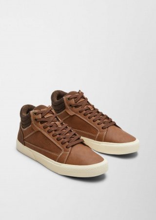 s.Oliver High Sneaker im Materialmix - dunkelbraun