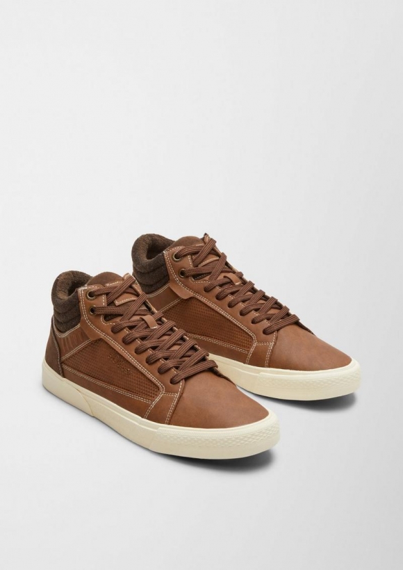 s.Oliver High Sneaker im Materialmix - dunkelbraun