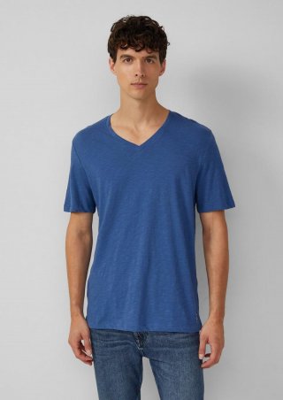 s.Oliver T-Shirt aus Baumwolle mit V-Ausschnitt - blau
