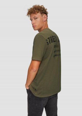 s.Oliver T-Shirt mit Front- und Rückenprint - olivgrün