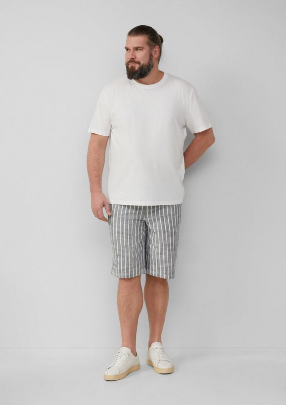 s.Oliver Gestreifte Bermuda Detroit im Relaxed Fit - tiefblau
