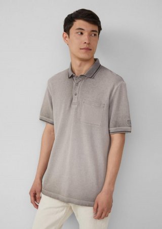 s.Oliver Piqué-Poloshirt mit Waschung und Brusttasche - grau meliert