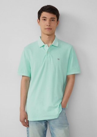 s.Oliver Poloshirt mit kleinem Labelpatch und Flammgarnstruktur - minze