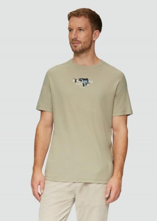 s.Oliver T-Shirt mit Stickerei aus Waffeljersey - helles beige