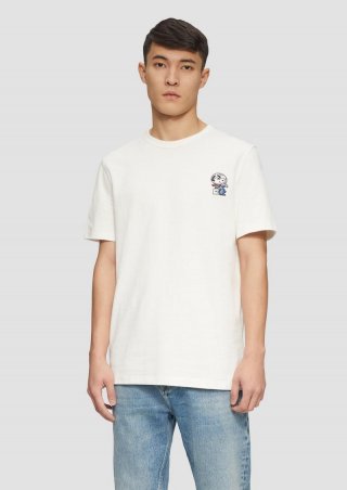 s.Oliver Baumwoll-T-Shirt mit Peanuts®-Stickerei - weiß