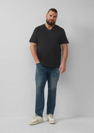 s.Oliver T-Shirt mit V-Ausschnitt - schwarz