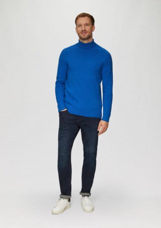 s.Oliver Strukturierter Rollkragenpullover mit Naht-Details - royalblau