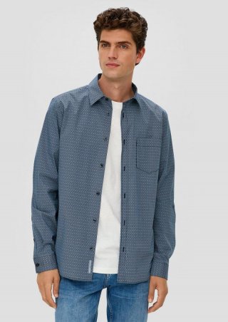 s.Oliver Slim: Hemd aus Baumwollstretch - navy