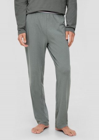 s.Oliver Lange Pyjamahose mit All-over-Print - helles olivgrün