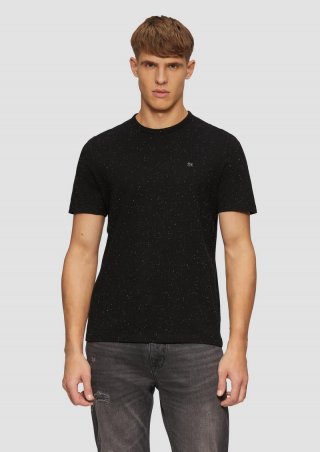 s.Oliver Kurzärmeliges Crew-Neck-Shirt mit Logo - schwarz